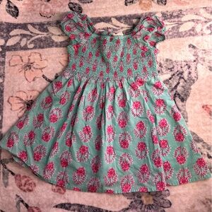 Crewcuts Floral Smocked 3T Dress - Teal and Pink